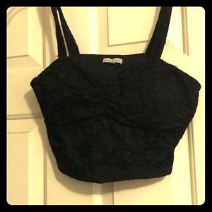 Black lace crop top